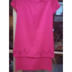 Vintage 1960s Womens Minx Modes Handcrafted Bright Pink Shift Dress 10 Yarnwork